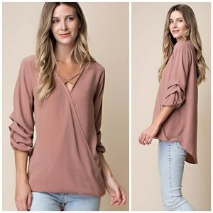 Last One❗️Rosewood Crossover Chiffon Top